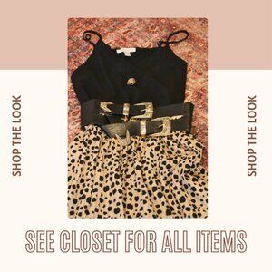 Sweet Rain Pleated Animal Print Maxi Skirt - Tan/Black - Size Large